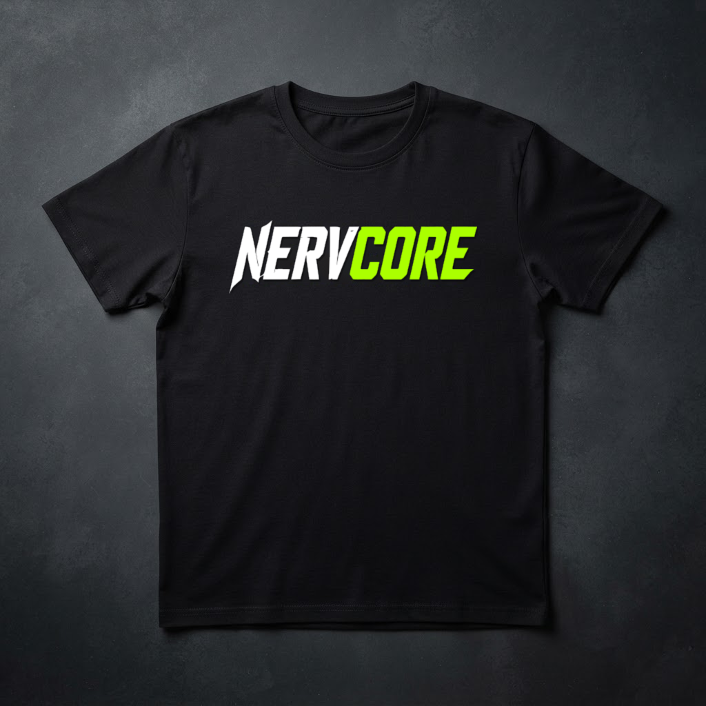 Tricou negru NERVCORE din colecția MISIUNEA NERVCORE